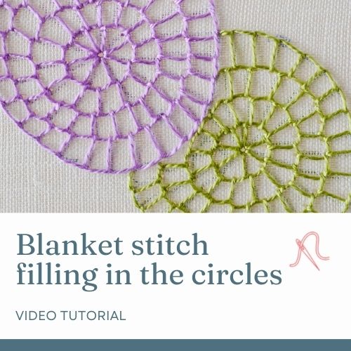 Blanket stitch filling in circles video tutorial