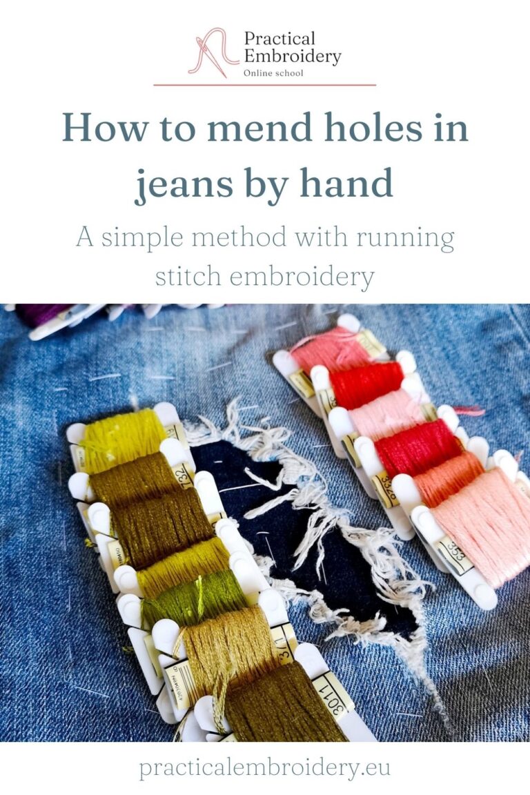How to mend holes in jeans by hand with running stitch