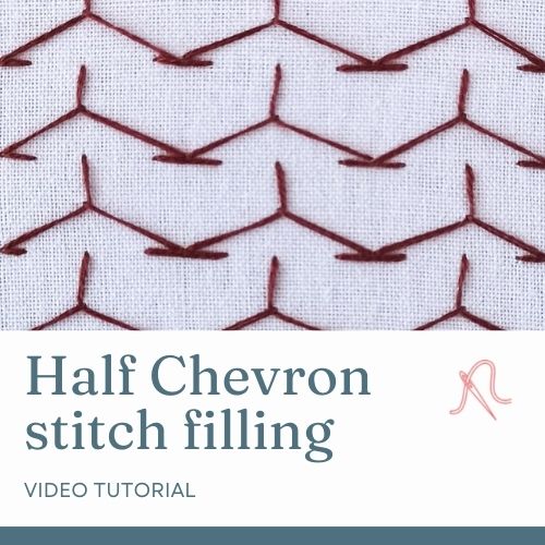 Half chevron stitch filling video tutorial