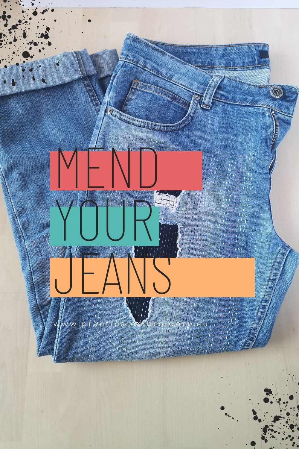 How to mend holes in jeans by hand with running stitch