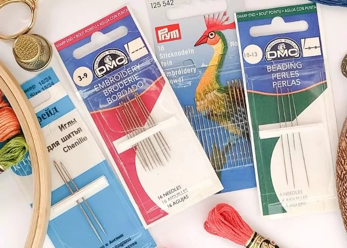 Hand embroidery needles by PYM and DMC