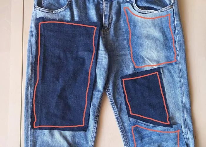 How to mend jeans step 1 patches