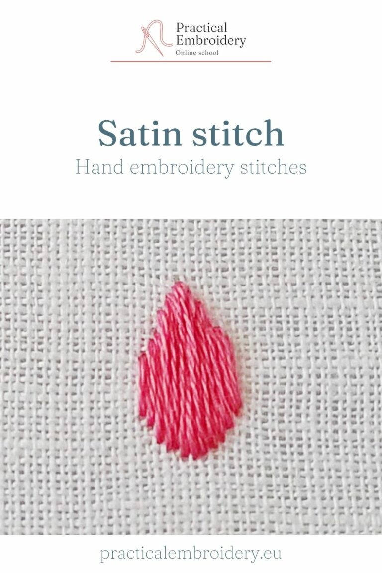 Satin stitch aka Damask stitch - hand embroidery stitches