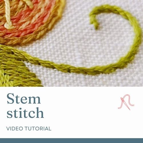 Stem stitch hand embroidery video tutorial
