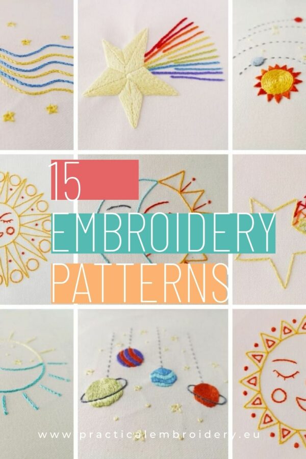 Space inspired hand embroidery patterns for beginners