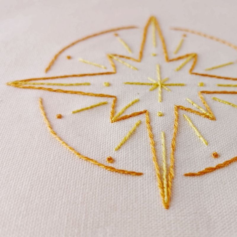 North star pattern for hand embroidery, details