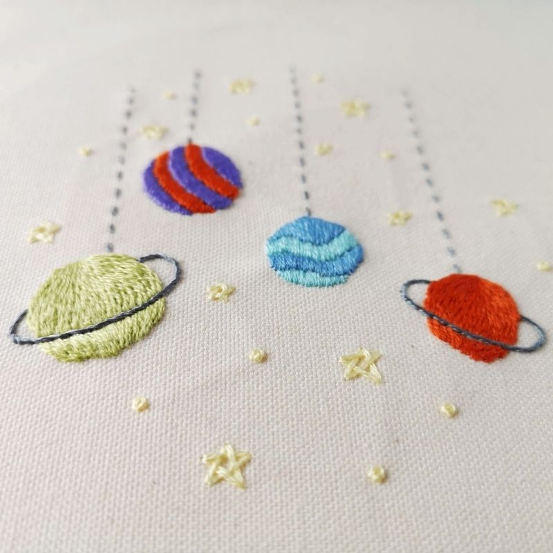 Toy galaxy embroidery pdf pattern. Planets and stars