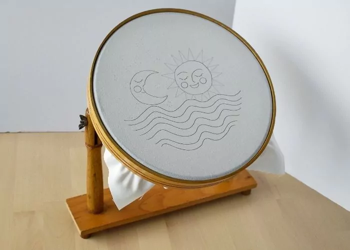 Vintage embroidery hoop stand for tabletop