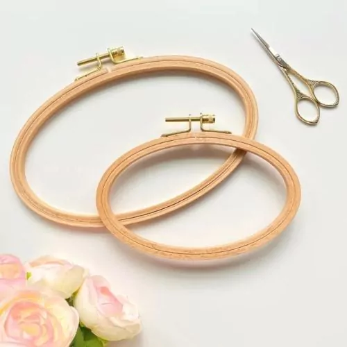 Oval Beechwood embroidery hoops with brass hardware on Etsy