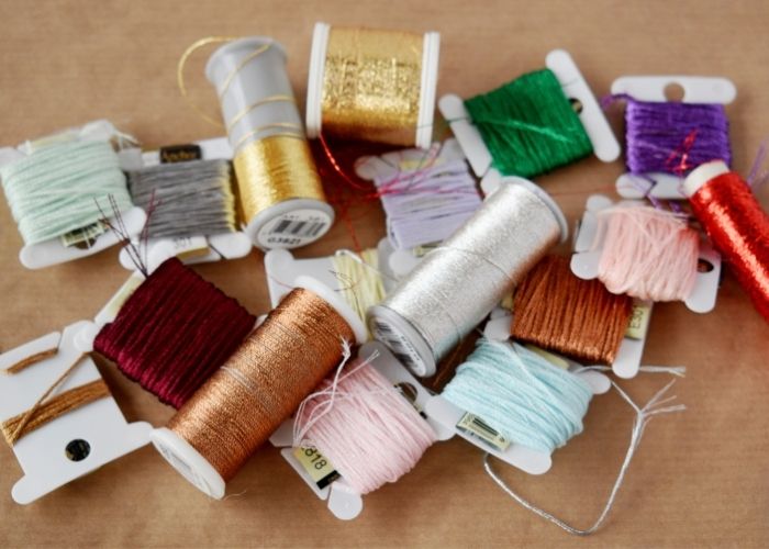 Metallic threads for hand embroidery image