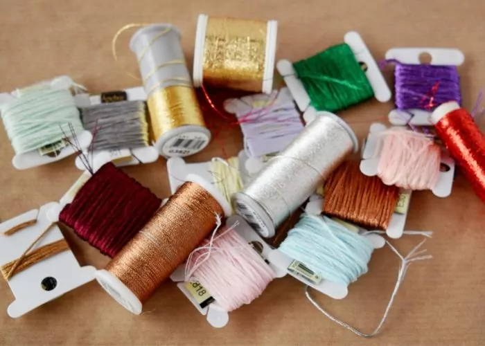 Metallic threads for hand embroidery image