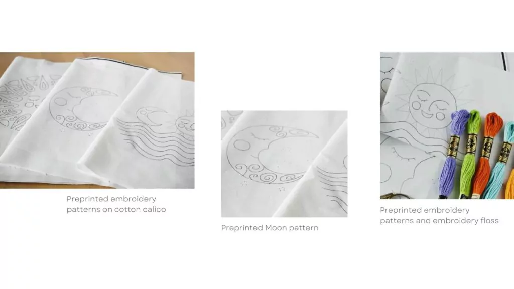 Preprinted cotton calico for hand embroidery