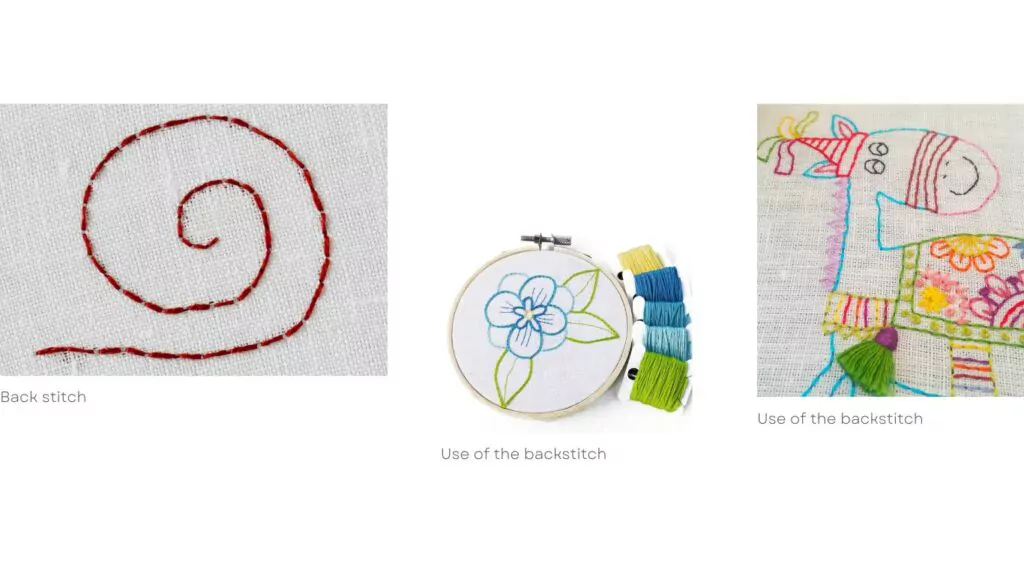 Use of the back stitch: Backstitch family
