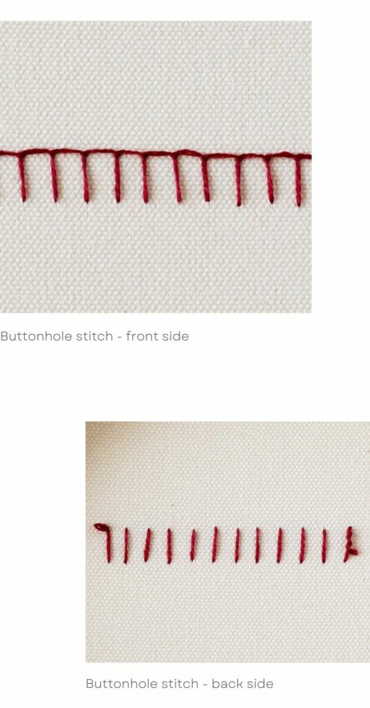 Buttonhole stitch front and back view