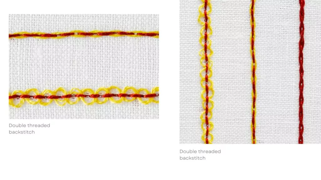 Double threaded backstitch :Use of the back stitch: Backstitch family