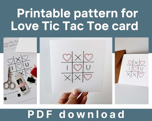 Free printable design for the Love Tic Tac Toe card