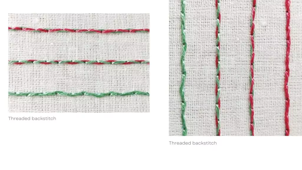 Threaded backstitch in use