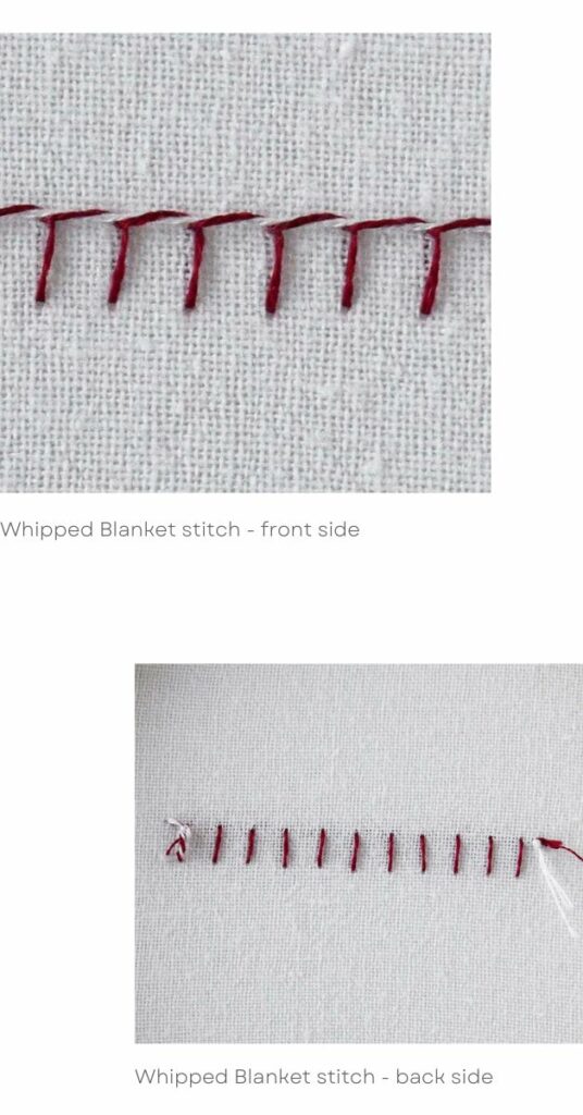 Whipped Blanket Stitch Front and back