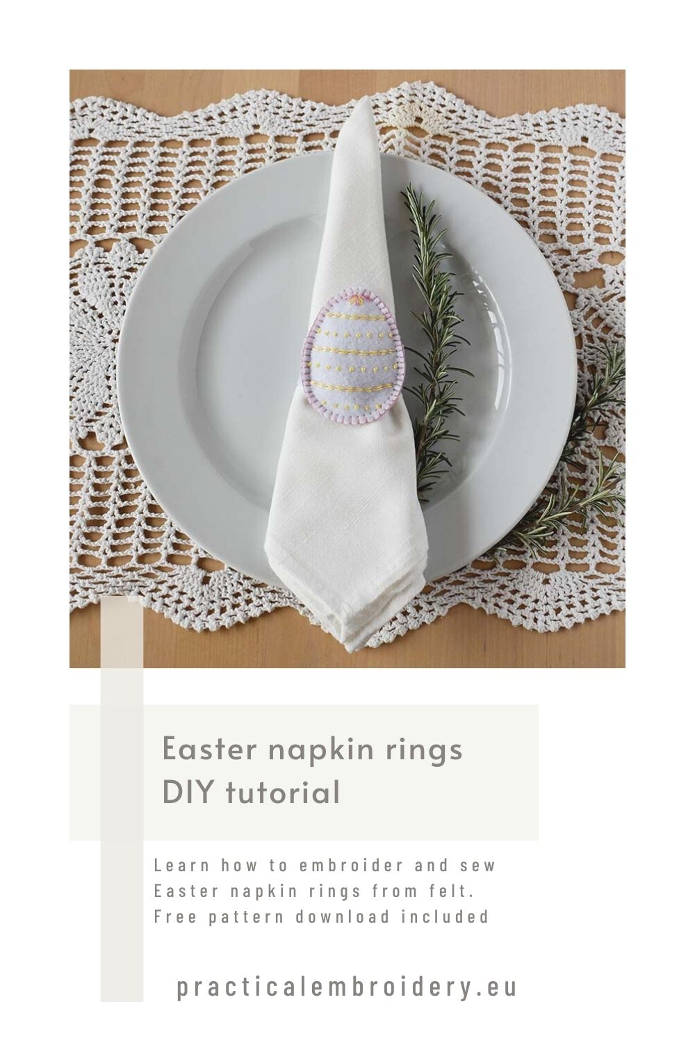 Hand embroidered Easter napkin rings DIY tutorial