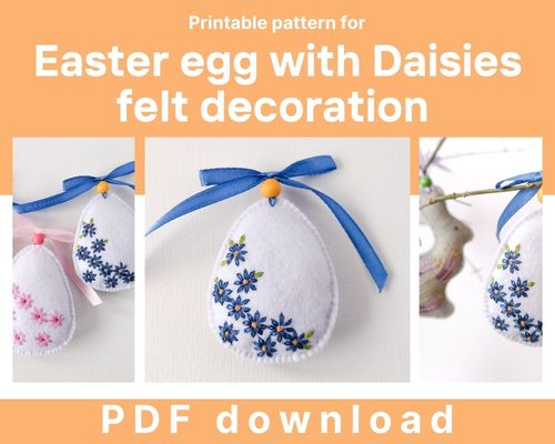Easter egg with daisies free pattern download