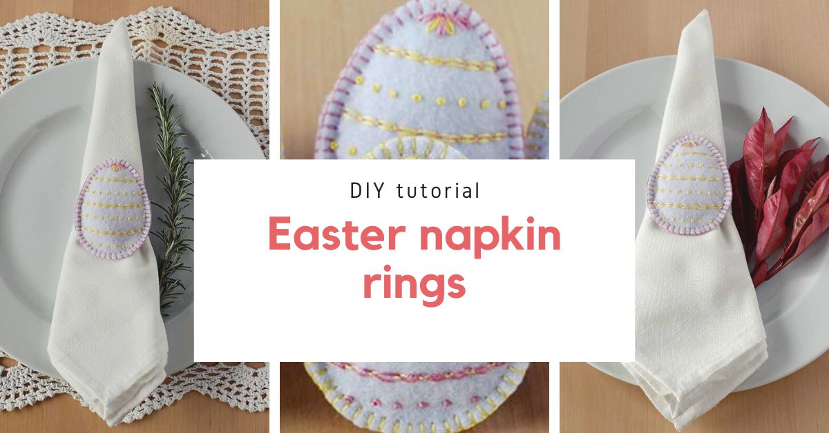 Napkin rings with hand embroidered egg