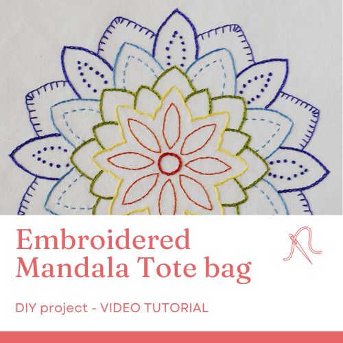 Embroidered Mandala Tote bag - hand embroidery and sewing video tutorial