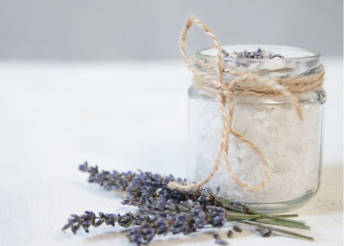Salt and dried lavender