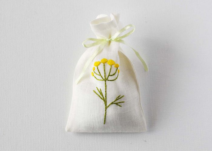 Free Hand Embroidery Patterns; Scented sachet with floral embroidery