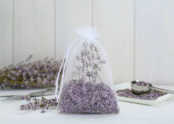 Scented sachets with dried lavender flowers
