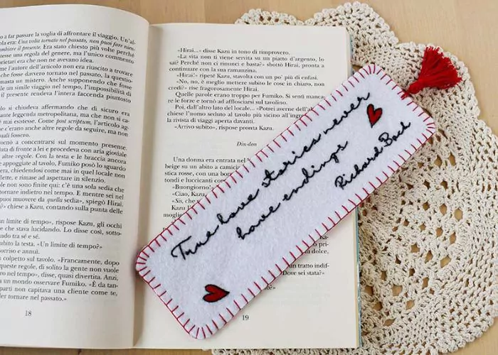 Hand-embroidered Bookmark With a Romantic Quote