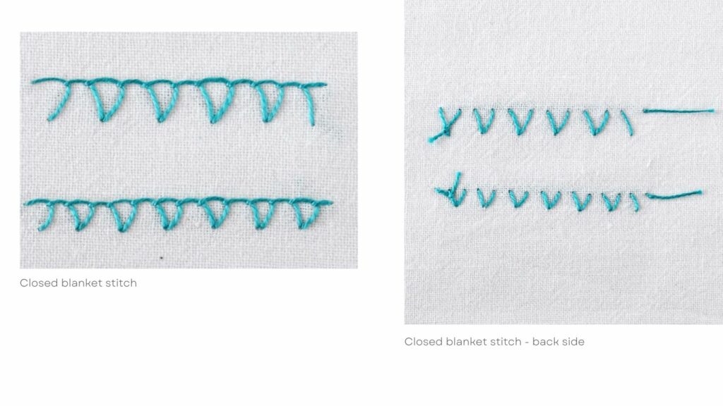 Closed blanket stitch - front and back view