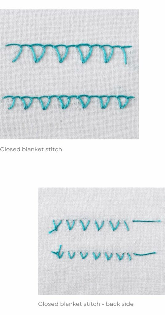 Closed blanket stitch - front and back view