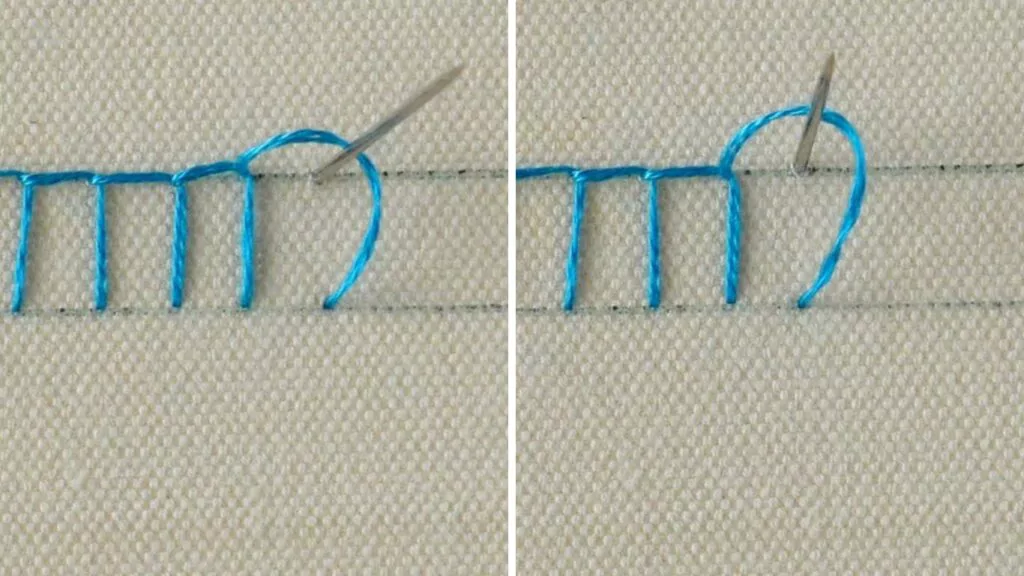 Blanket vs Buttonhole Stitch Differences ; How to embroider Blanket stitch step-by-step image