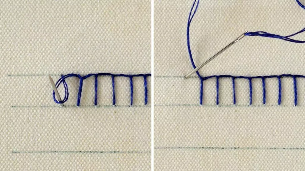 Blanket vs Buttonhole Stitch Differences ; How to embroider Buttonhole stitch step-by-step image
