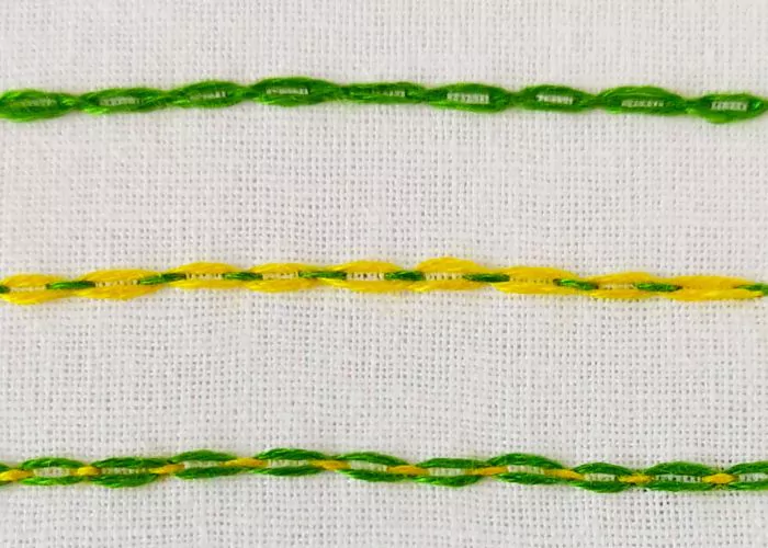 Double threaded running stitch