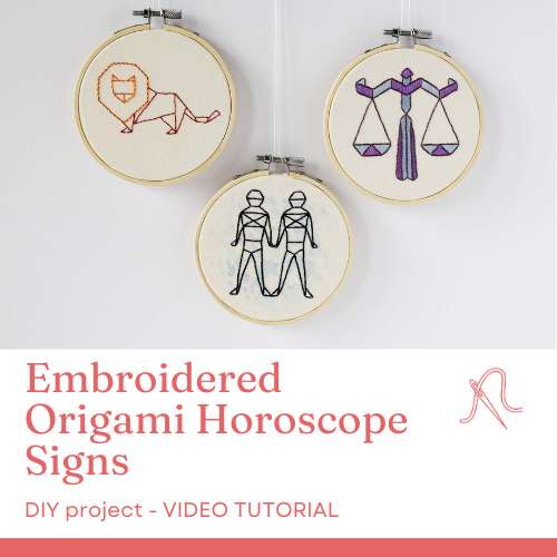 Hand Embroidered Origami Horoscope Signs DIY video