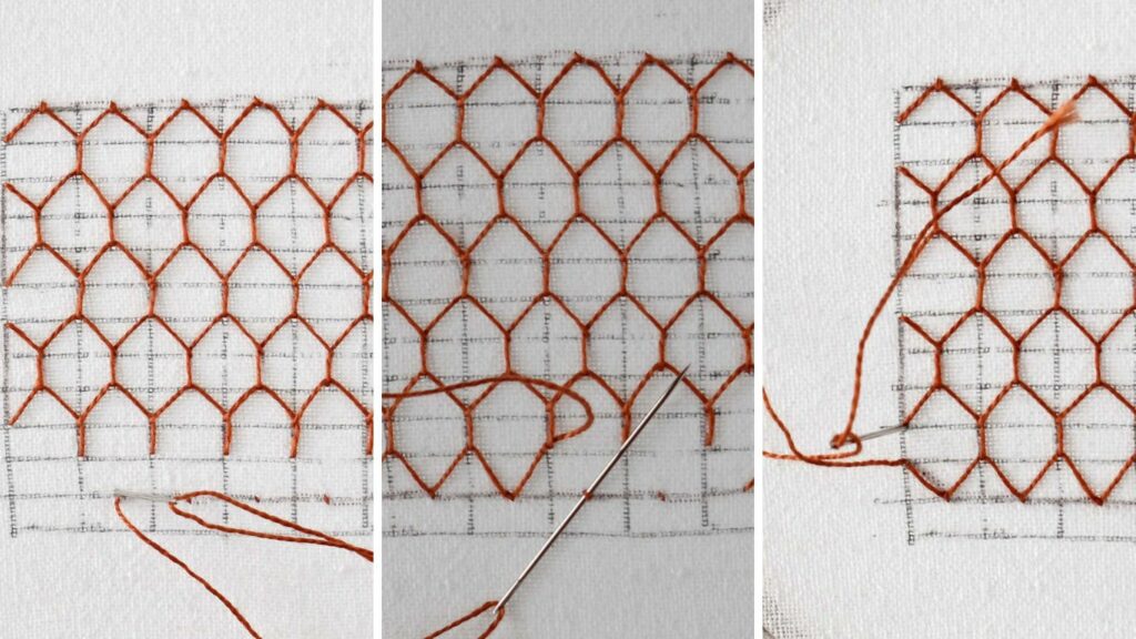 How to embroider Honeycomb filling stitch