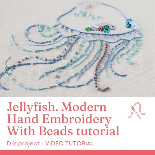 Jellyfish. Modern Hand Embroidery With Beads tutorial