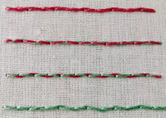 Threaded running stitch