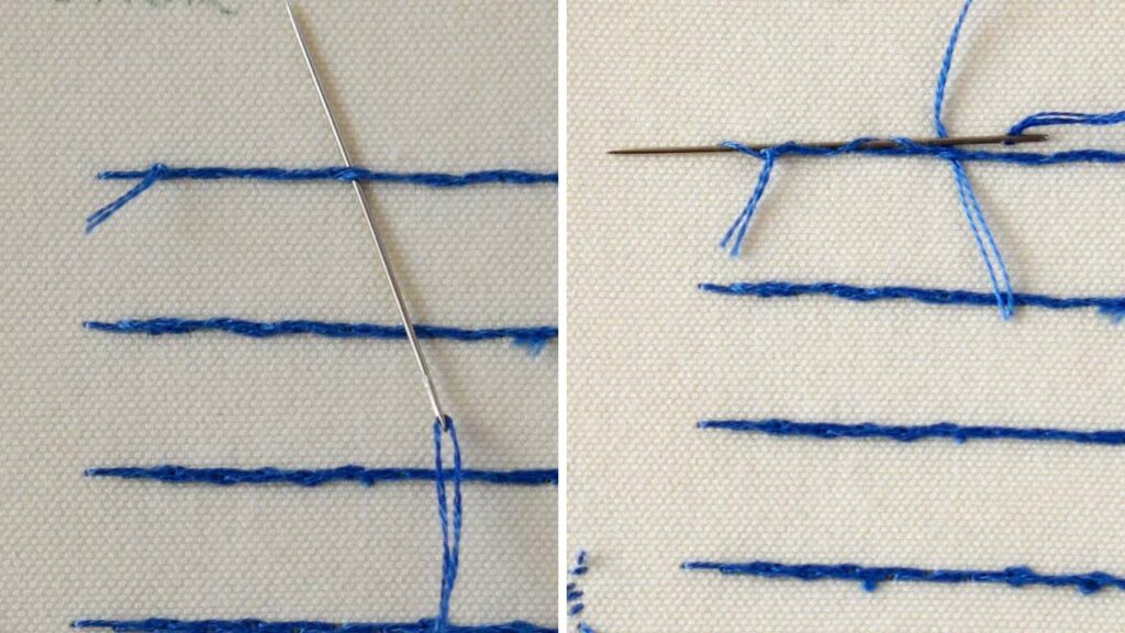 Anchoring your stitches to the previously made stitches