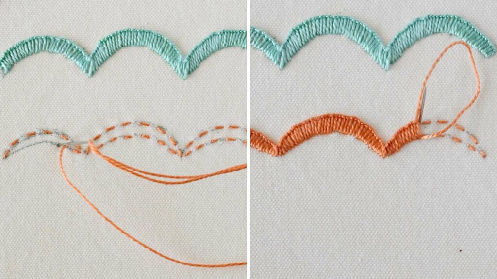 How to embroider Scallop stitch step-by-step