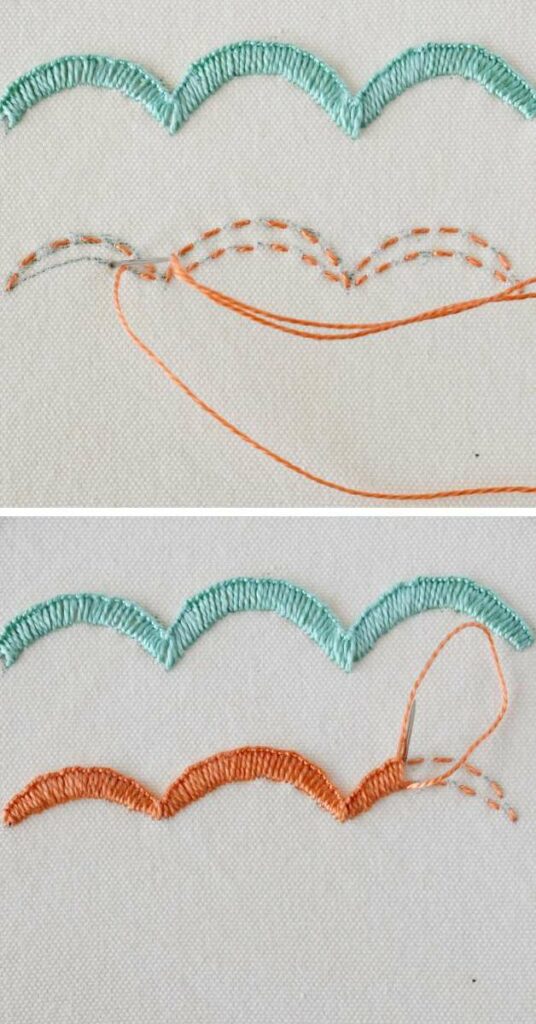 How to embroider Scallop stitch step-by-step