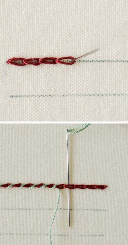 How to embroider Whipped chain stitch step by step