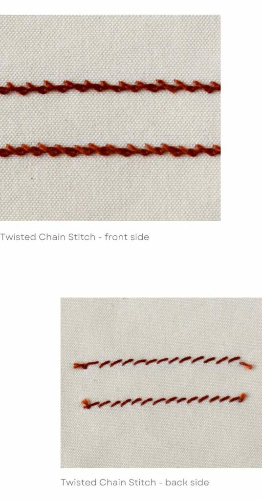 Twisted Chain Stitch Front and back view