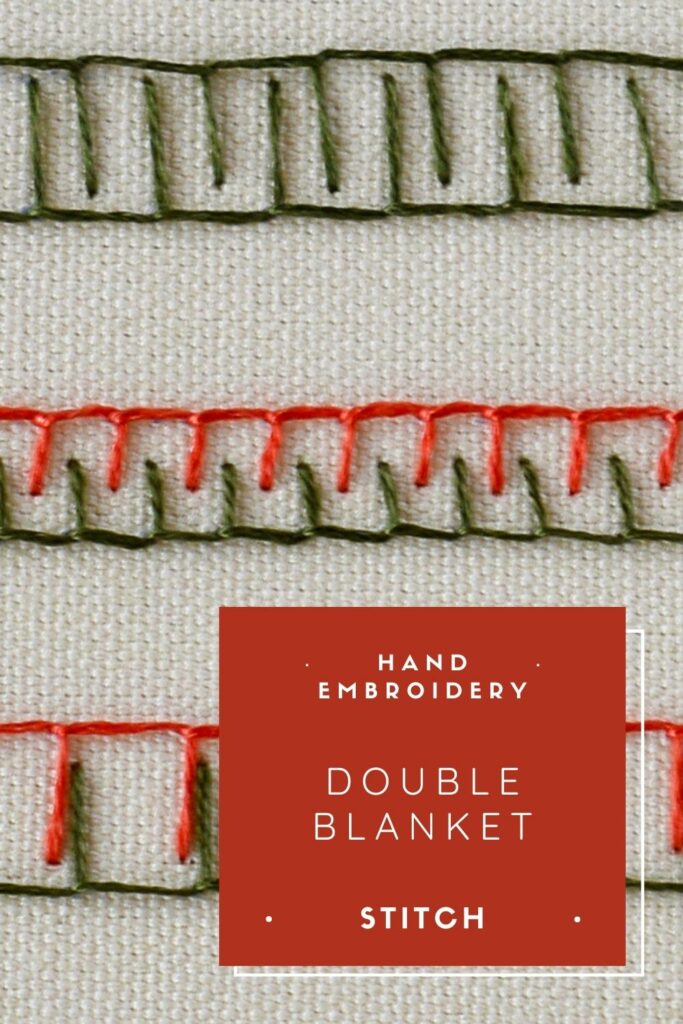 How to embroider Double blanket stitch PIN image