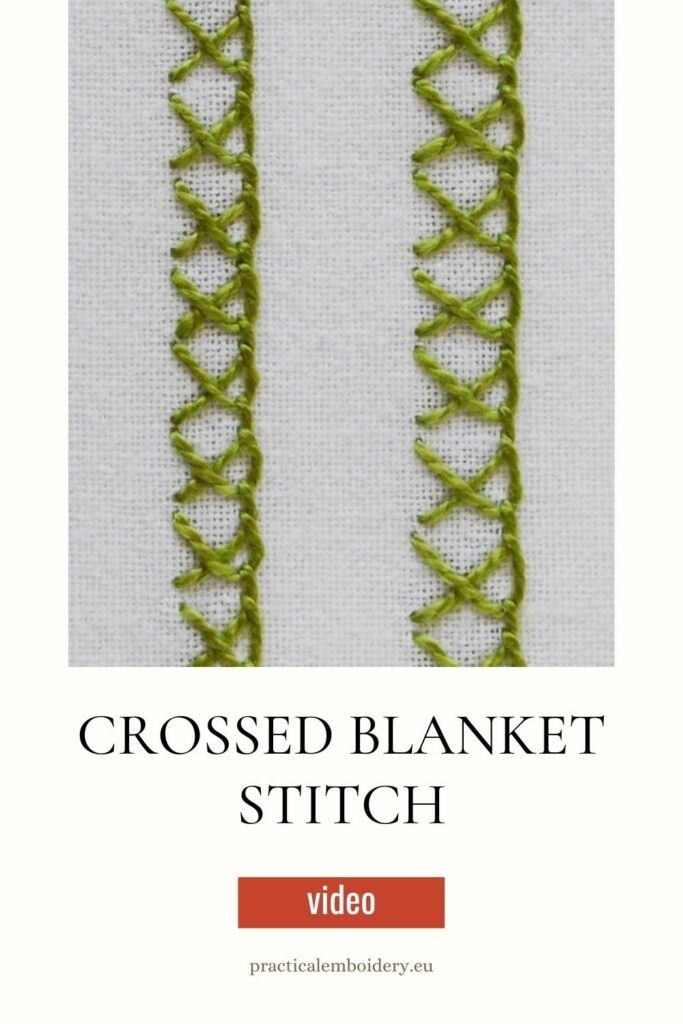 How to embroider crossed blanket stitch PIN image