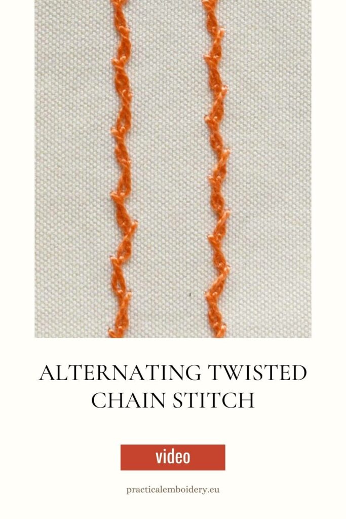 Alternating Twisted Chain stitch hand embroidery stitch