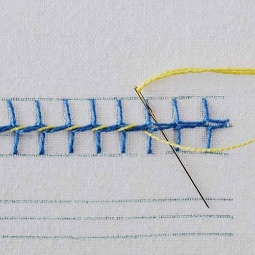 Add a whipping stitch that will connect the two rows of the Blanket stitch