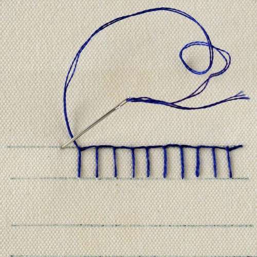 Buttonhole stitch embroidery step 1