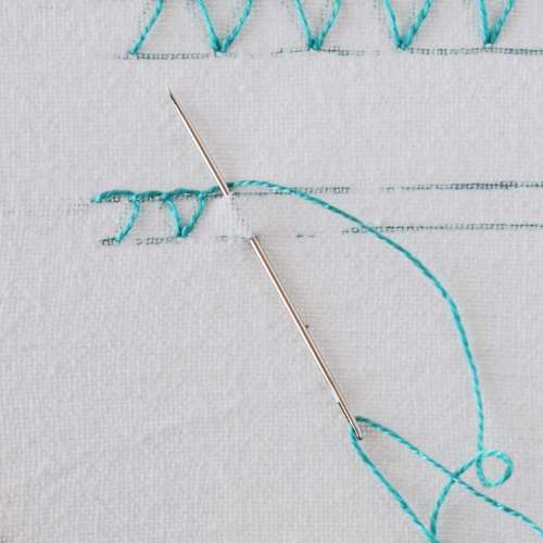 Closed blanket stitch embroidery step 1